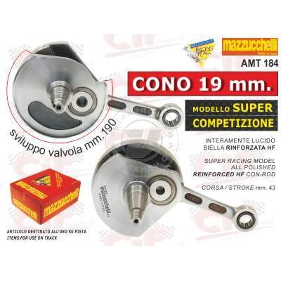 ALBERO MOTORE SUPER COMPETIZIONE CONO 19 mm CORSA mm.43 BIELLA RINFORZATA HF Vespa 50 Special R L N PK 