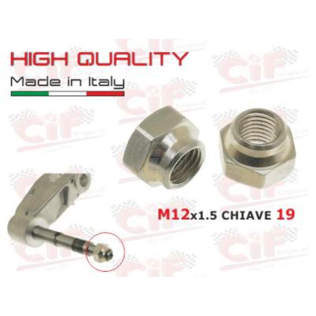 DADO ZINCATO DA CIANFRINARE M12x1.5 CHIAVE 19 FISSA TAMBURO RUOTA ANTERIORE VESPA PX 1ª SERIE