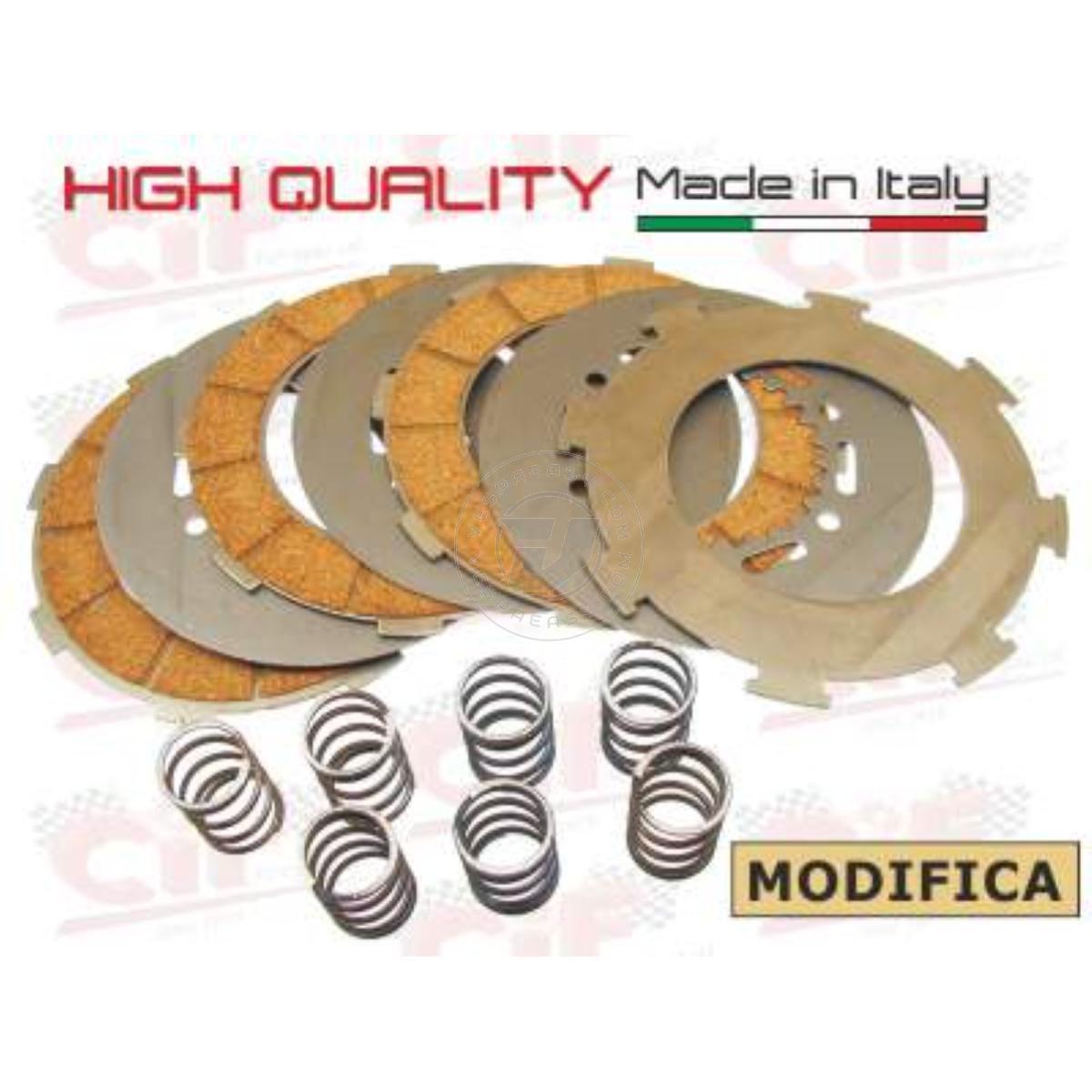 SERIE DISCHI FRIZIONE MODIFICA (N.4 DISCHI SUGHERO + N.3 DISCHI ACCIAIO + 7 MOLLE RINFORZATE)