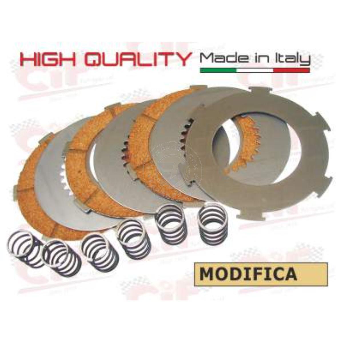 SERIE DISCHI FRIZIONE MODIFICATA C/MOLLE RINFORZATE (N.4 DISCHI IN SUGHERO + 3 DISCHI IN ACCIAIO + 6 MOLLE RINFORZATE)