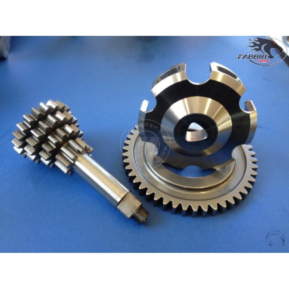 Ingranaggio multiplo Fabbri Racing 10-14-17-19 denti TERZA E QUARTA CORTA sezione a triangolo+ z=47 Vespa 50, 90, 125 ET3 Primavera, PK+ ragnetto