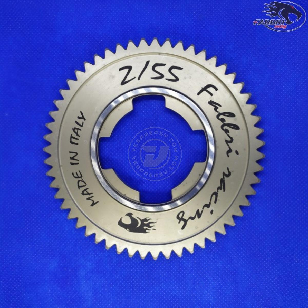 Ingranaggio 1a marcia z 55 FABBRI Racing per Vespa 50, 90, 125 ET3 Primavera, PK FABBRI RACING