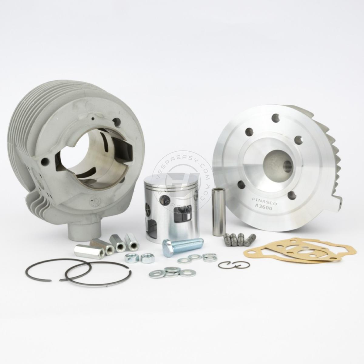 Kit cilindro PINASCO Nordkapp Vespa Farobasso 160cc, Ø 60mm, corsa 57mm, alluminio, 5 travasi, completo di testa