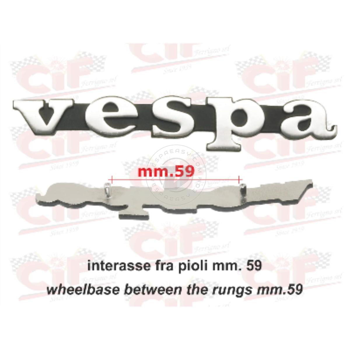 Targhetta anteriore "Vespa" CIF  I serie PX 125 150 200 Interasse 59MM