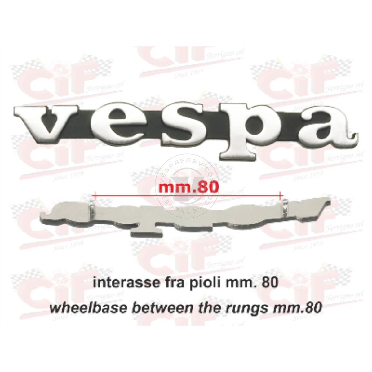 Targhetta anteriore "Vespa" 50 special 125 ET3 PX 1 Serie 80mm interasse