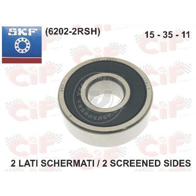 CUSCINETTO SKF 15x35x11 (6202-2RSH) 2 LATI SCHERMATI PER ASSE RUOTA ANTERIORE E TAMBURO ANTERIORE