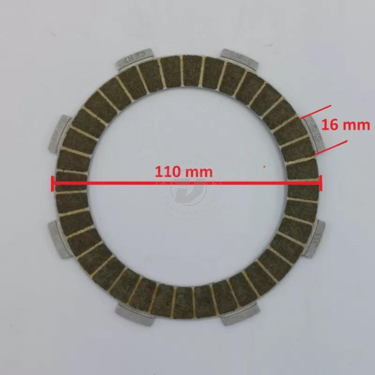 Dischi guarniti per frizione VMC "10 Molle ERGAL" Vespa Largeframe, tipo COSA 2