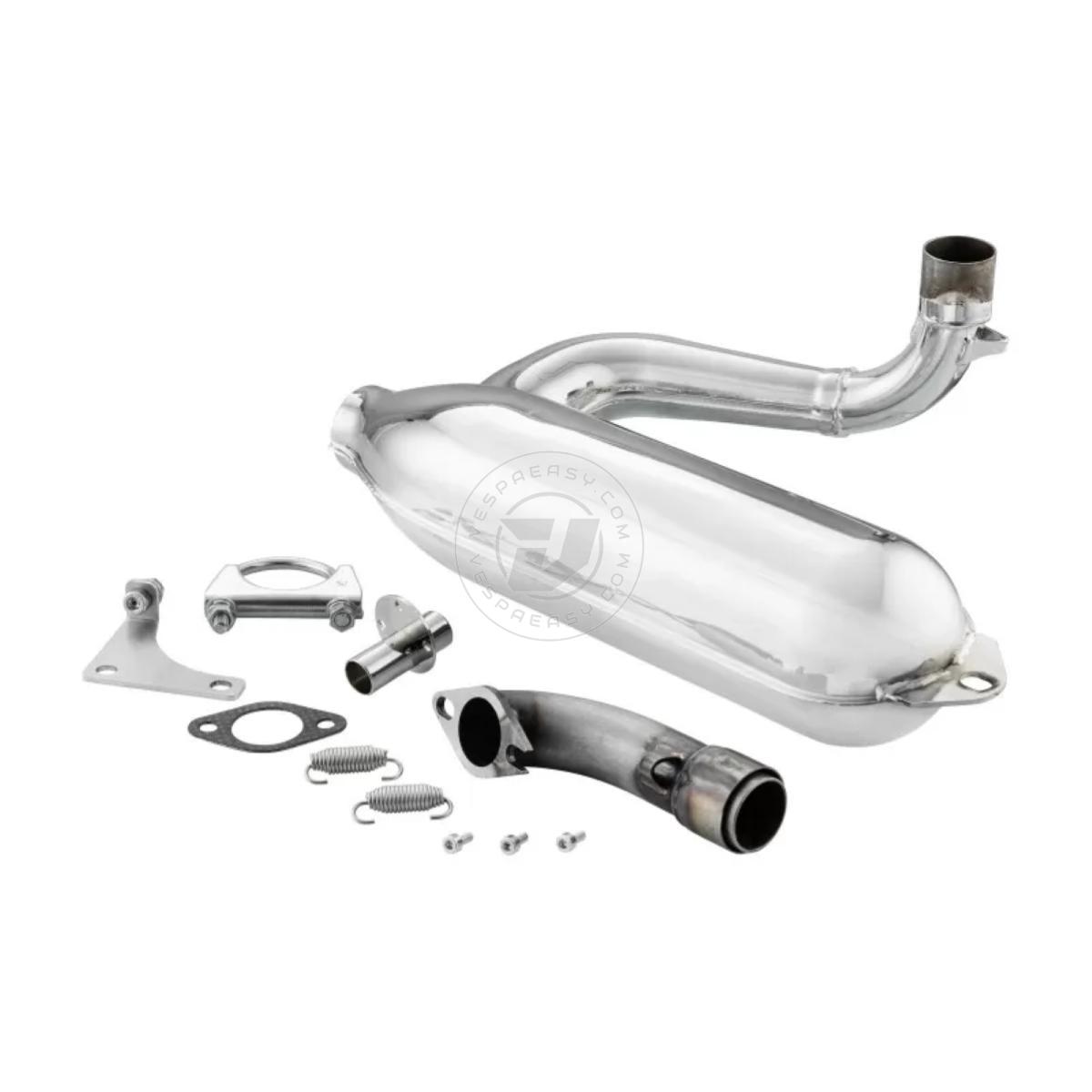Marmitta VMC SILURO SPORT CROMATA per Vespa Small frame