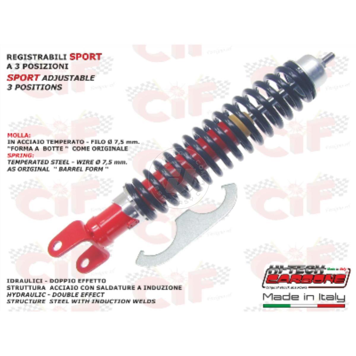 AMMORTIZZATORE POSTERIORE CARBOBNE  REGISTRABILE VERSIONE "SPORT" VESPA PX