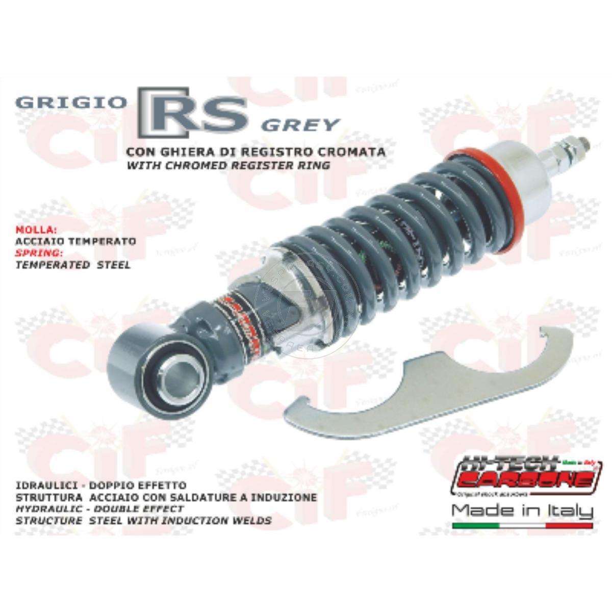 AMMORTIZZATORE CARBONE ANTERIORE REGISTRABILE "GRIGIO RS" CON GHIERA DI REGISTRO CROMATA