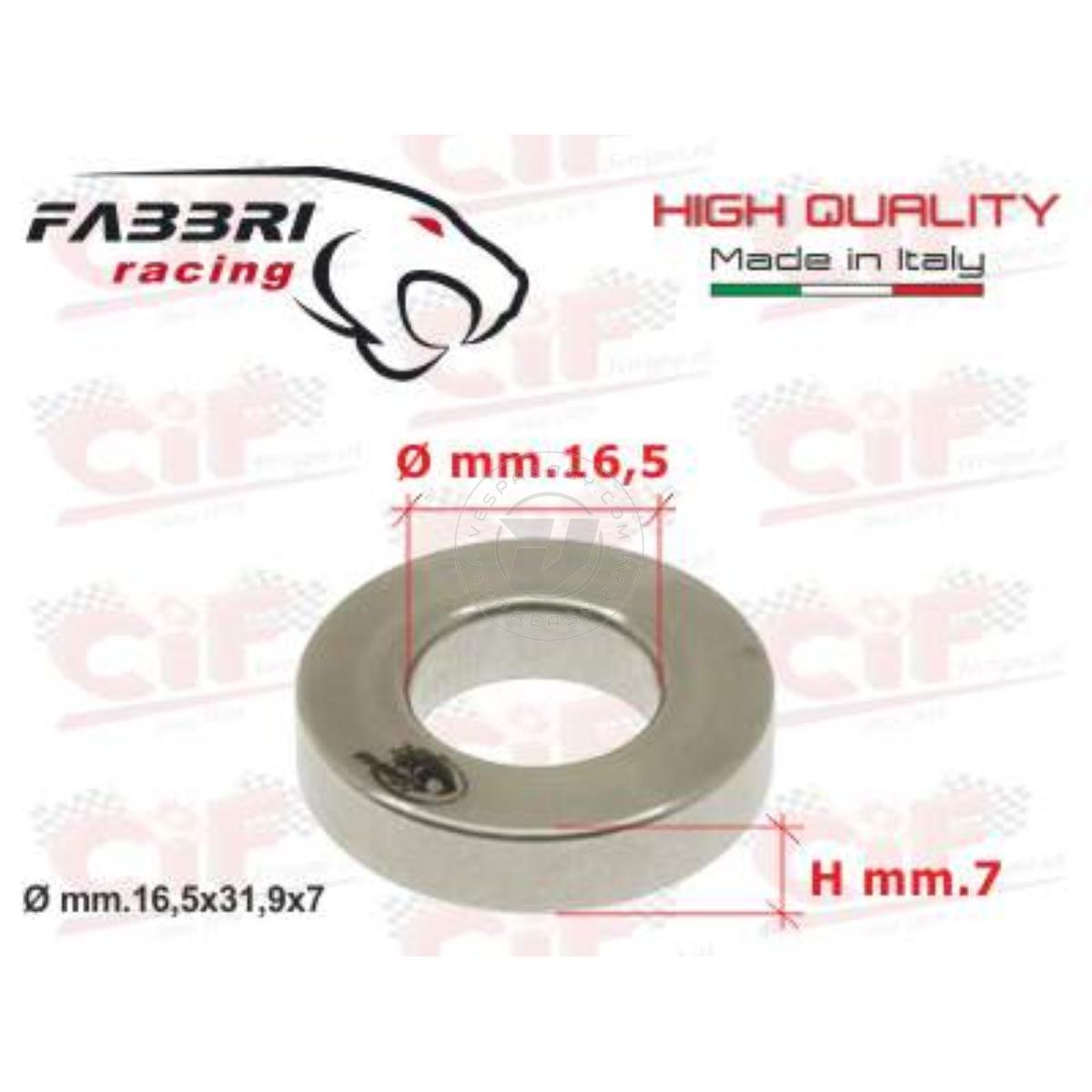 RONDELLA "FABBRI RACING" IN ACCIAIO INOX (mm.16,5x31,9x7) PER DADO FISSA TAMBURO RUOTA POSTERIORE VESPA PK