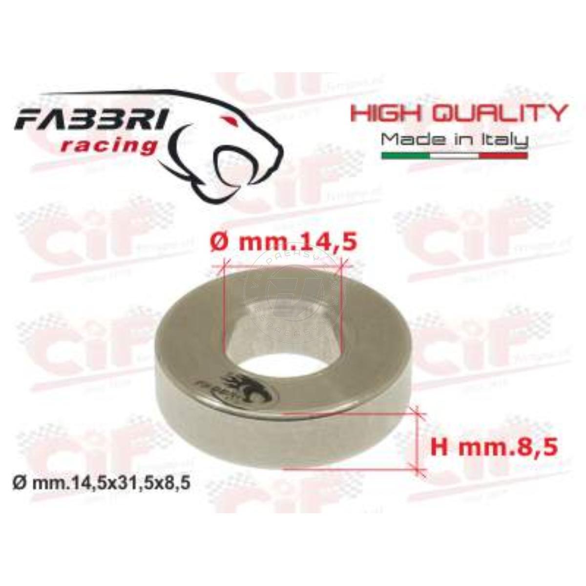 RONDELLA "FABBRI RACING" IN ACCIAIO INOX (Ø mm.14,5x31,5x8,5) PER DADO FISSA TAMBURO RUOTA POSTERIORE VESPA 50