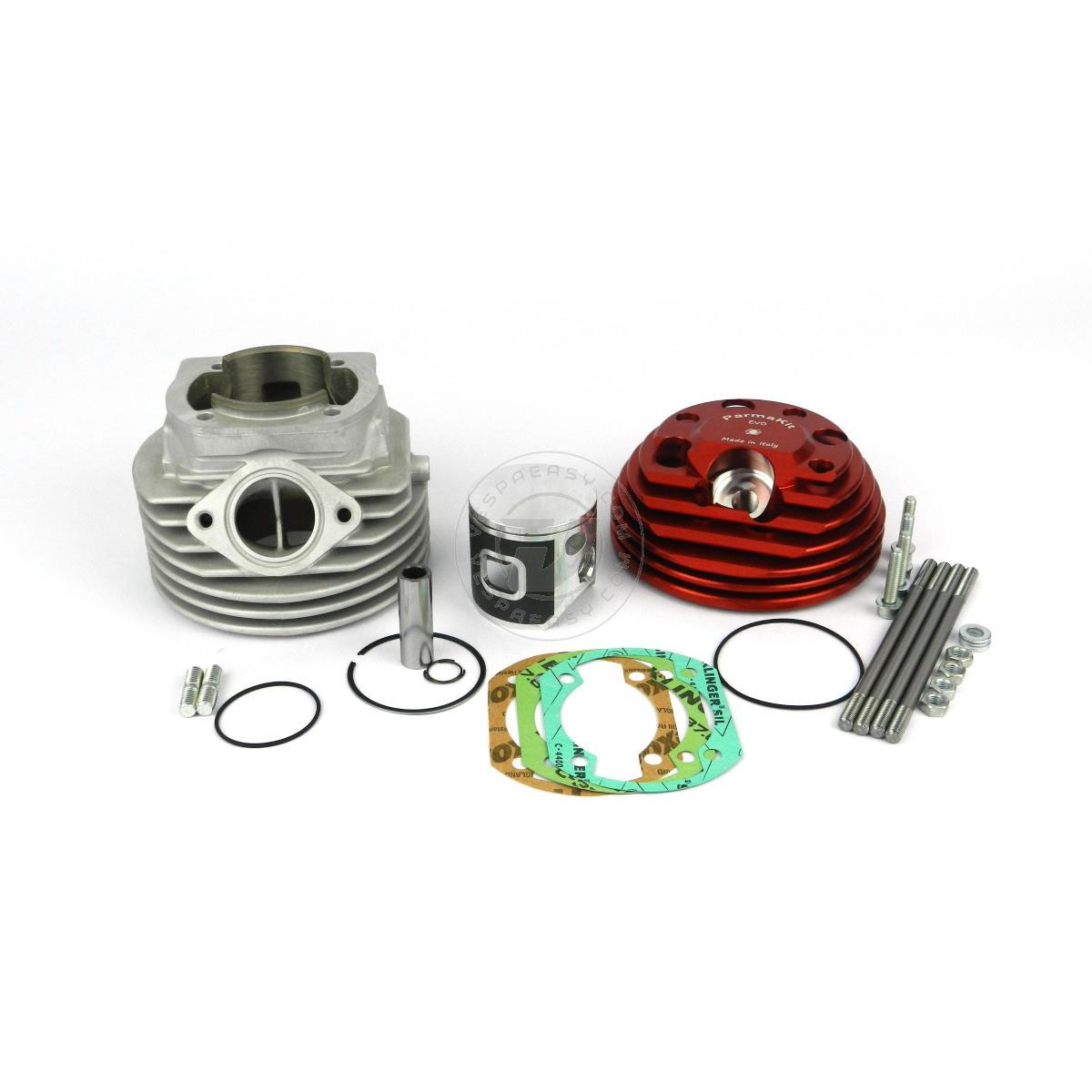 Kit cilindro PARMAKIT SP 09 EVO 144cc, d60, biella 97, corsa 51, testa candela laterale, scarico con traversino, Vespa Smallframe