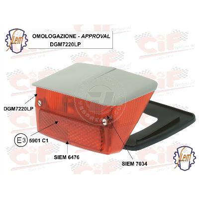 FANALE POSTERIORE ORIGINALE SIEM COMPLETO DI GUARNIZIONE CON VISIERA COLORE GRIGIO
