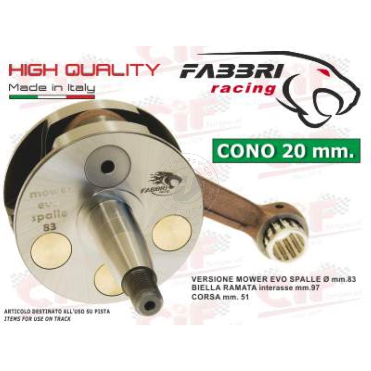 ALBERO MOTORE "FABBRI RACING" SMALL FRAME versione "MOWER EVO" A SPALLE PIENE BILANCIATE Ø mm. 83 