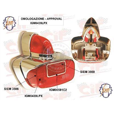 FANALE POSTERIORE ORIGINALE SIEM COMPLETO DI GUARNIZIONE VESPA 125 ('60-'64) - VESPA 150 ('59-'65) - GS 150 ('59-'64) - GL 150 ('59-'64)