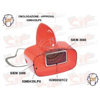 KIT CORPO LUMINOSO+GUARNIZIONE INTERNA ORIGINALE SIEM PER FANALE POSTERIORE VESPA 125 (1960-1964) - VESPA 150 (1959-1965) - GS 150 (1959-1964) - GL 150 (1959-1964)
