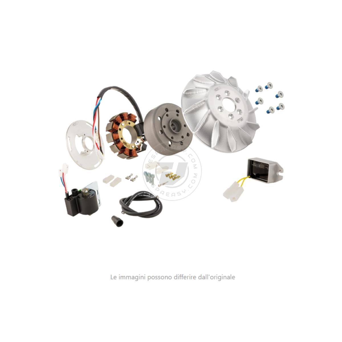 Accensione elettronica SIP PERFORMANCE by VAPE, SPORT, per Vespa 125 VNA, VNB, GT, GTR, Super, TS 1°, 150 VBA, VBB, GL, Sprint, Super, volano ca.: 1600g in alluminio CNC, 9 bobine, 12 magneti, 12V, AC 110 watt, anticipo variabile