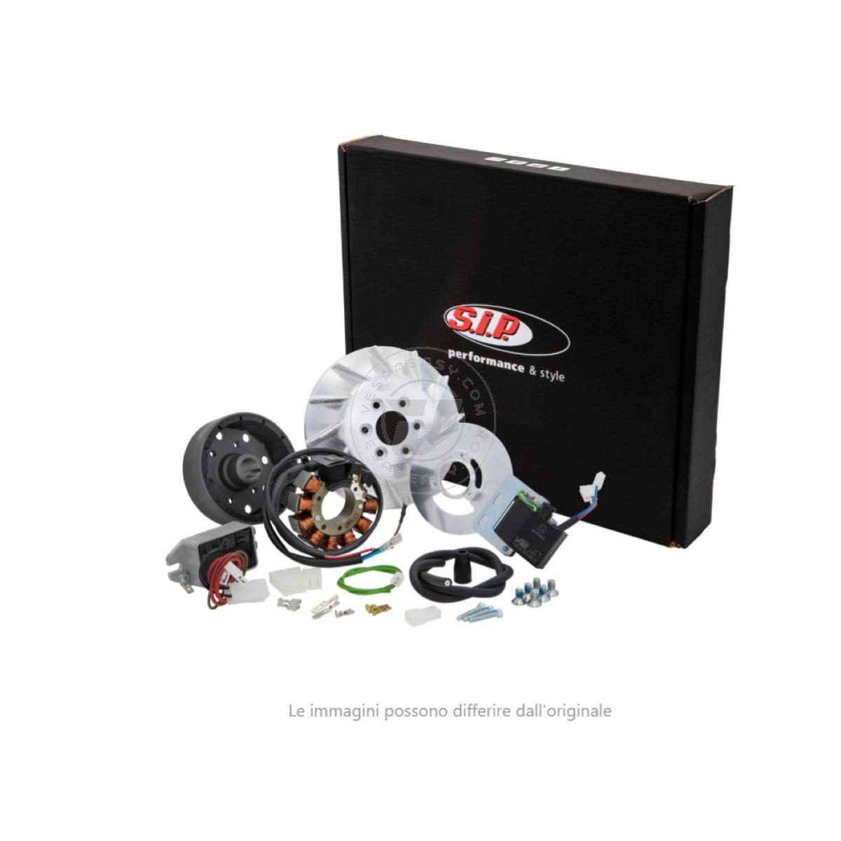 Accensione elettronica SIP PERFORMANCE by VAPE, SPORT, per Vespa PK 50-125, S, XL, XL2, ETS, cono 20, volano ca.: 1390g in alluminio CNC, 9 bobine, 12 magneti, 12V, DC 110 watt, anticipo variabile