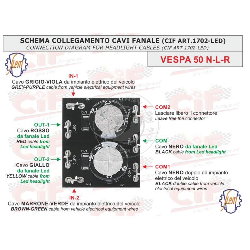 Gruppo Ottico Faro Vetro Siem Anteriore a LED Per Vespa R L N