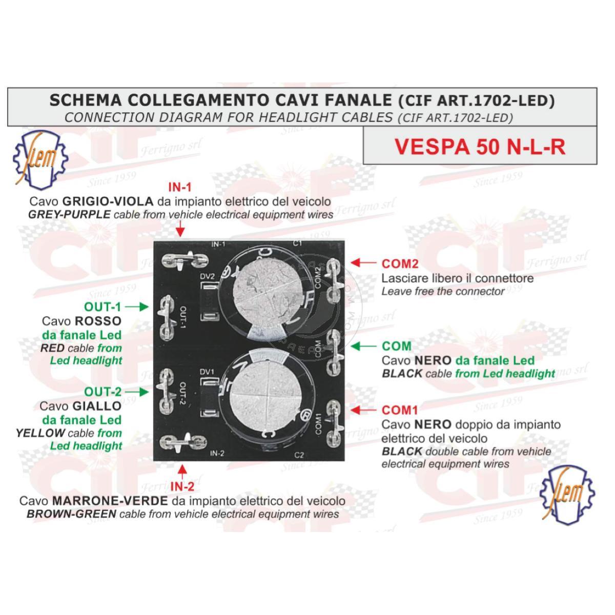Gruppo Ottico Faro Vetro Siem Anteriore a LED Per Vespa R L N