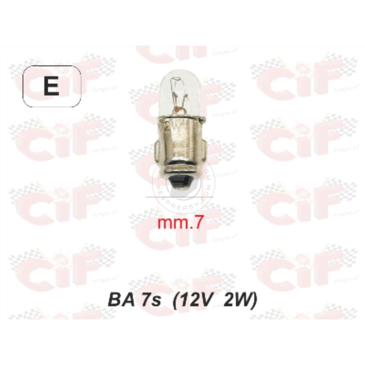LampadinA BA7s Spia Luci E Frecce Manubrio 12V-2W Vespa PX PE Prima Serie 