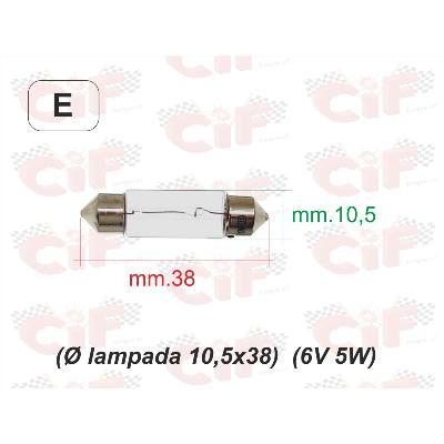 LAMPADINA A SILURO (Ø LAMPADA 10,5x38) (6V 5W) LUCE POSIZIONE FANALE POSTERIORE