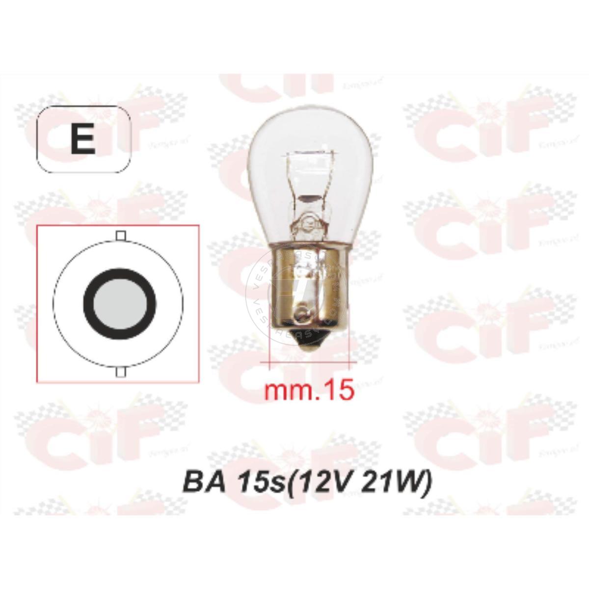 LAMPADINA BA 15s (12V 21W) PER FRECCE ANTERIORE/POSTERIORE VESPA PX 125 T5