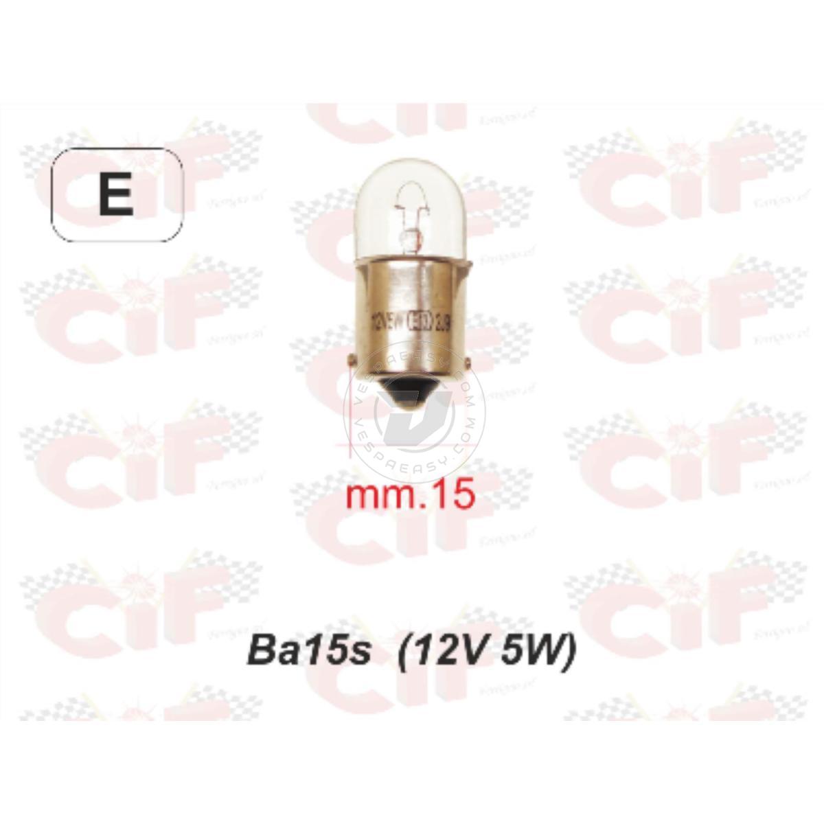 LAMPADINA BA 15s (12V 5W) LUCE POSIZIONE ANTERIORE/POSTERIORE