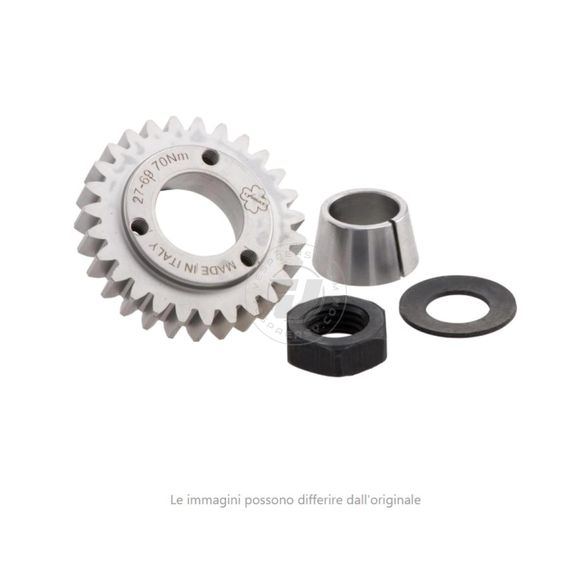 Pignone primaria z=29 CRIMAZ per rapporti 29-67 denti dritti Vespa 50, 90, 125 ET3 Primavera, PK, con cono