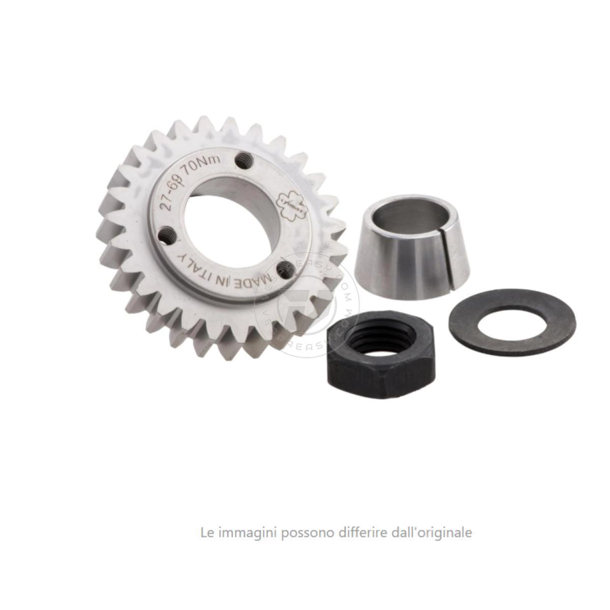 Pignone primaria z=28 CRIMAZ per rapporti 29-67 denti dritti Vespa 50, 90, 125 ET3 Primavera, PK, con cono