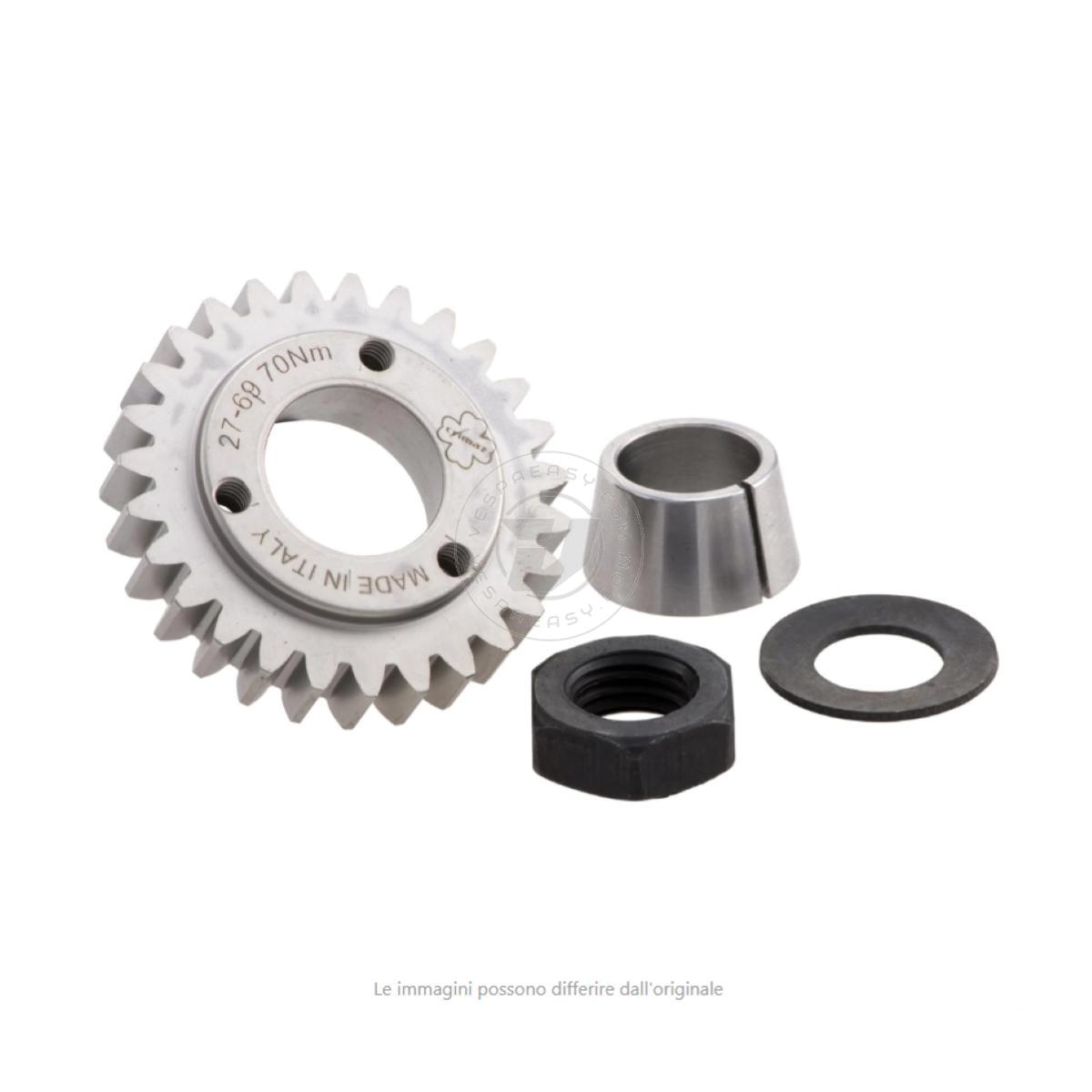 Pignone primaria z=26 CRIMAZ per rapporti 27-69 denti dritti Vespa 50, 90, 125 ET3 Primavera, PK, con cono
