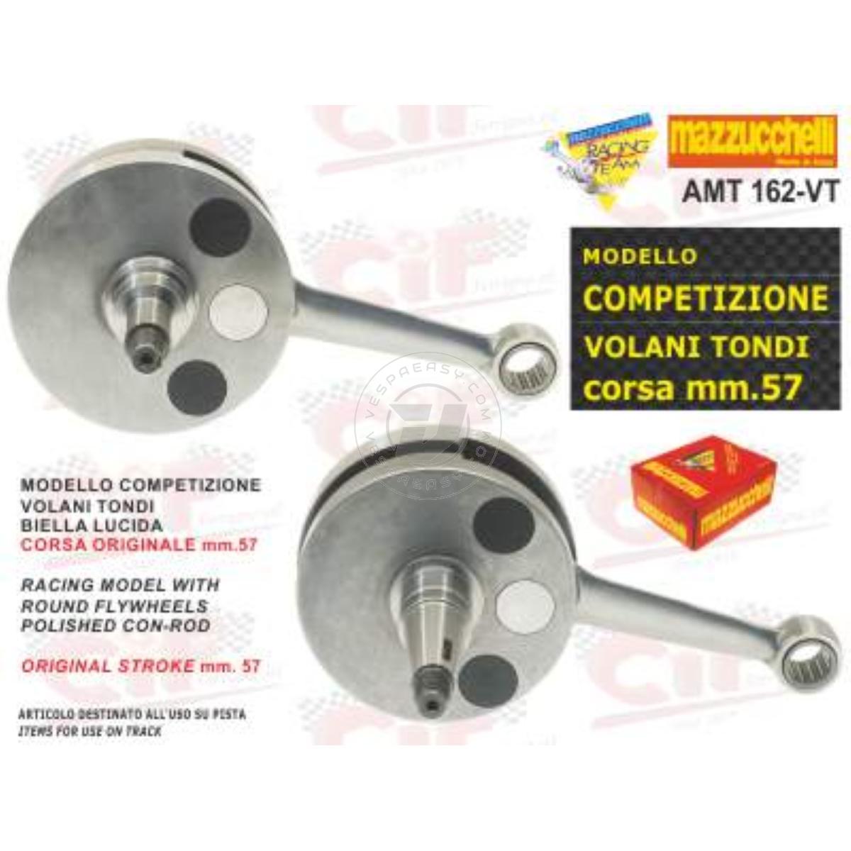 ALBERO MOTORE MODELLO COMPETIZIONE VOLANI TONDI - CORSA mm.57 - BIELLA LUCIDA VESPA PX