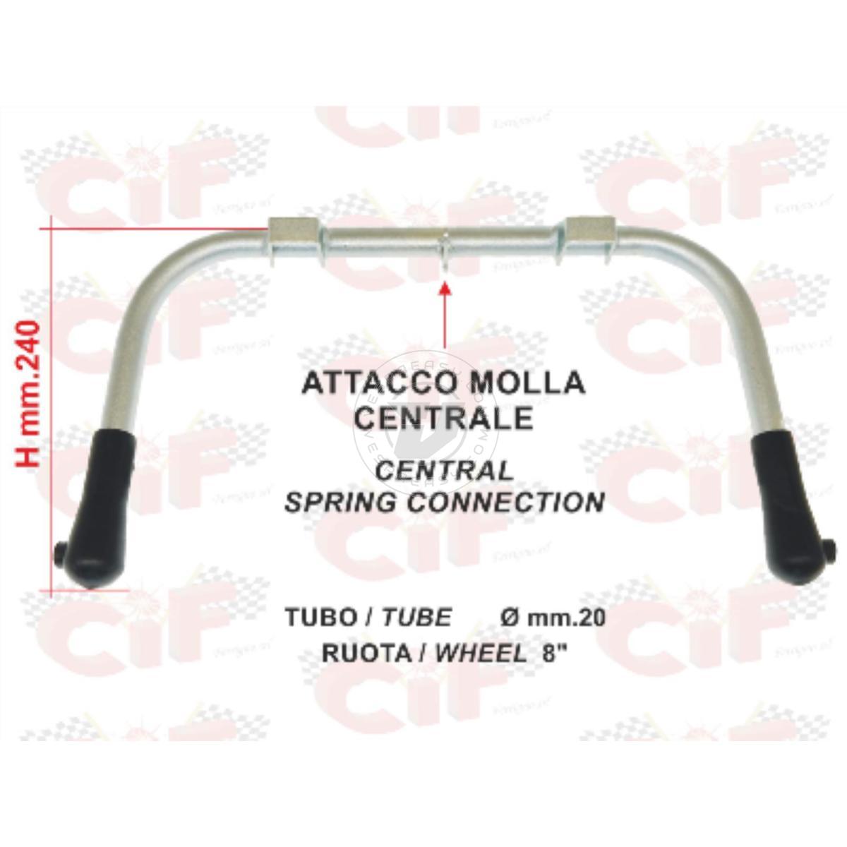 CAVALLETTO CENTRALE ZINCATO - TUBO Ø mm. 20 - RUOTA 8" - VESPA SUPER 125/150 