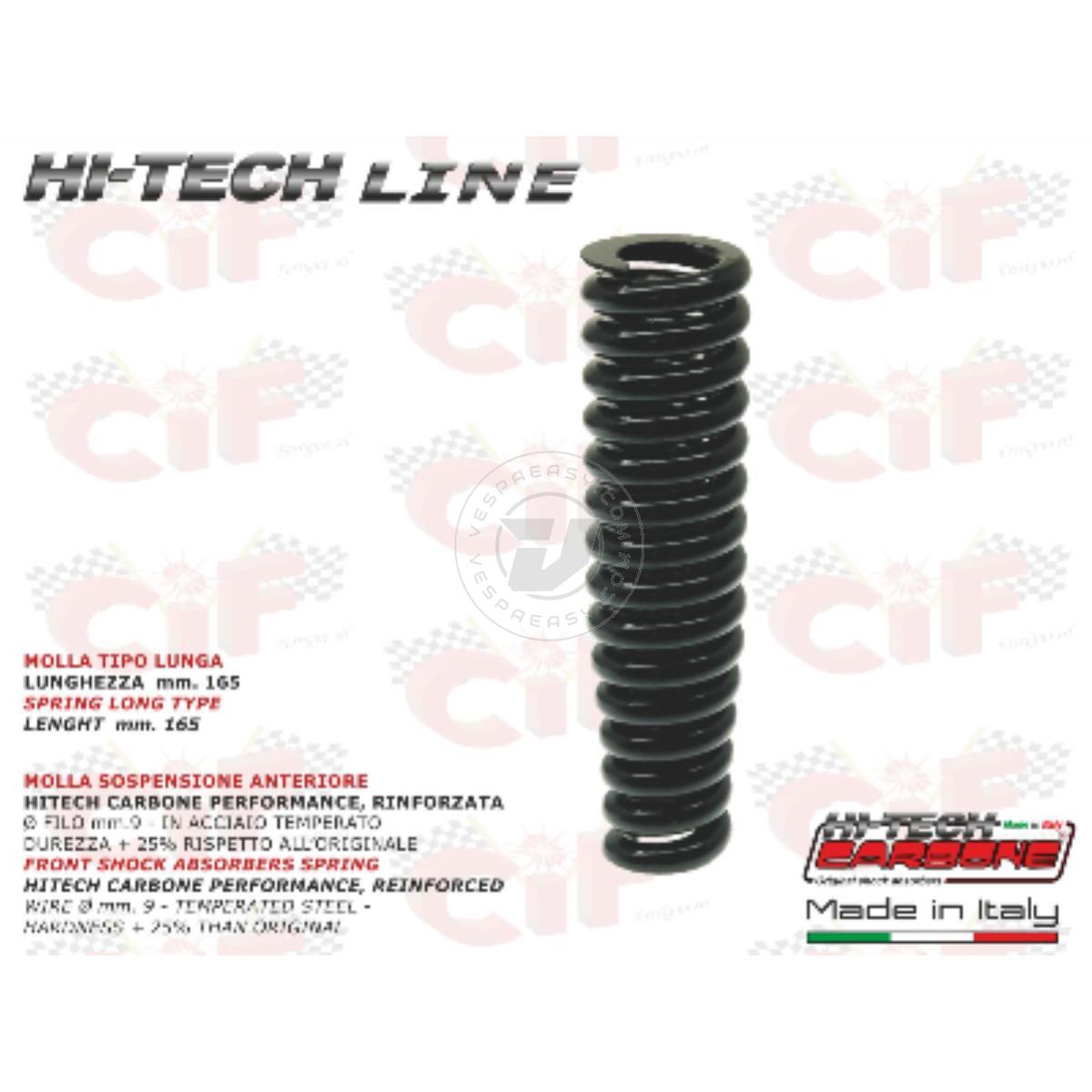 Molla Rinforzata Nera HI-TECH Carbone 165mm Vespa 125 GT GTR TS 150 Sprint GL