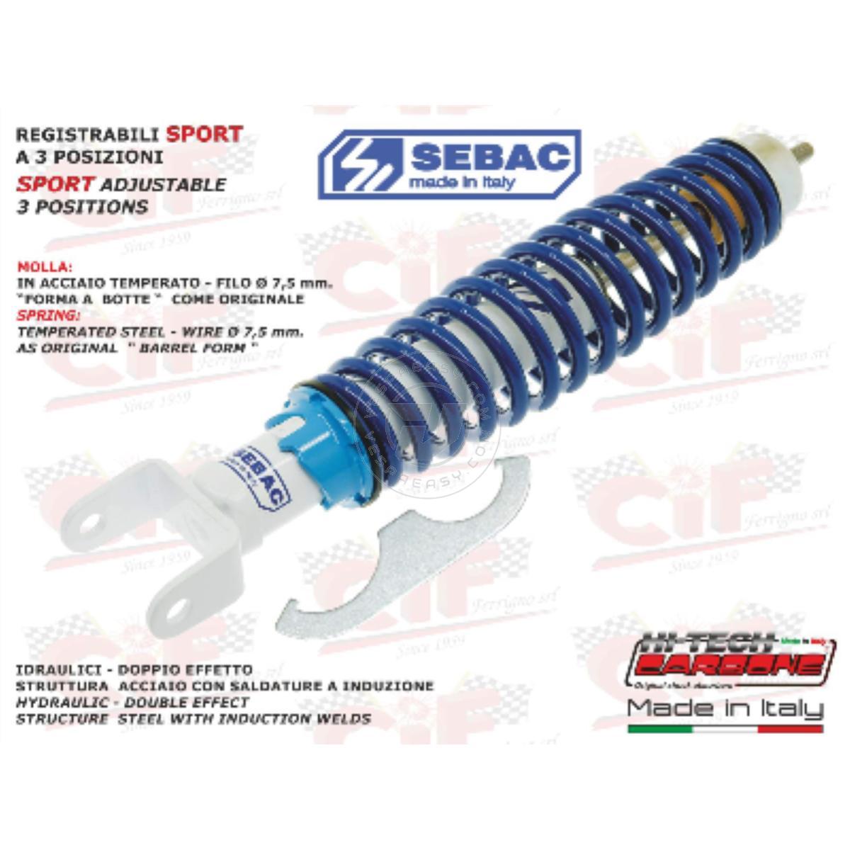 AMMORTIZZATORE POSTERIORE REGISTRABILE "SEBAC" VESPA 50 90 125 150 200