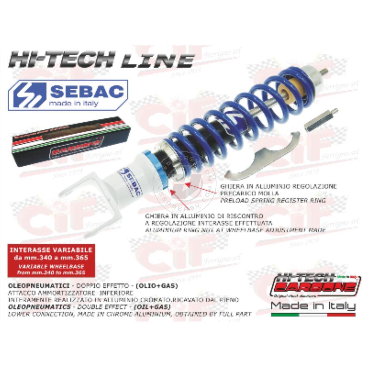 AMMORTIZZATORE POSTERIORE "SEBAC" "HI TECH" REGISTRABILE - BIANCO/BLU