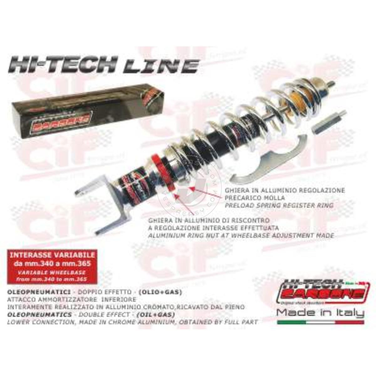AMMORTIZZATORE POSTERIORE CARBONE "HI TECH" REGISTRABILE - CROMATO -