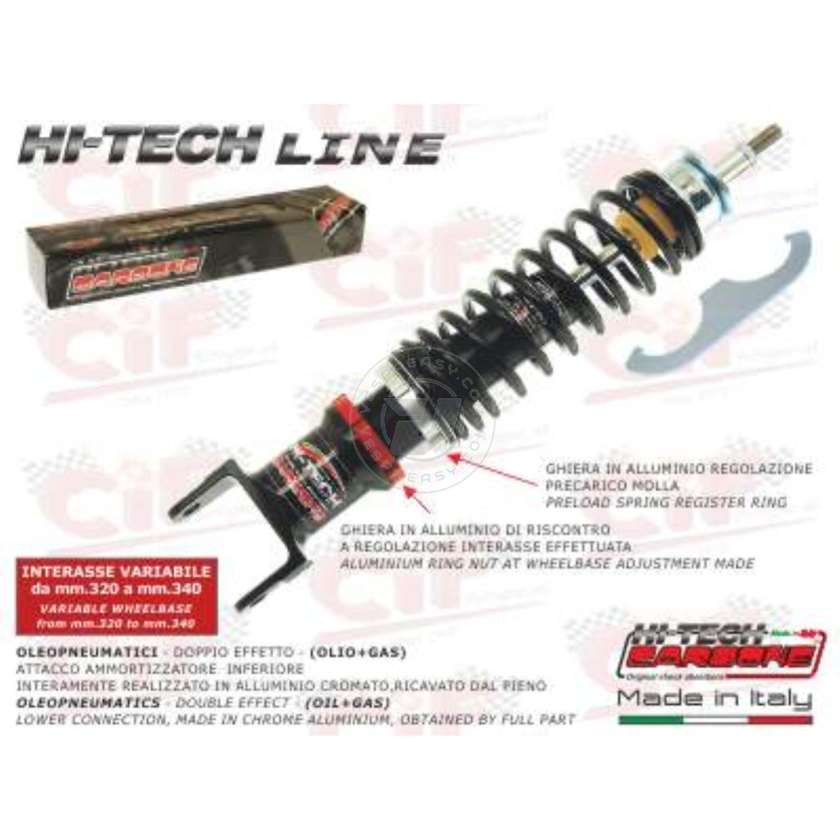 AMMORTIZZATORE POSTERIORE CARBONE "HI TECH" REGISTRABILE - NERO PK 
