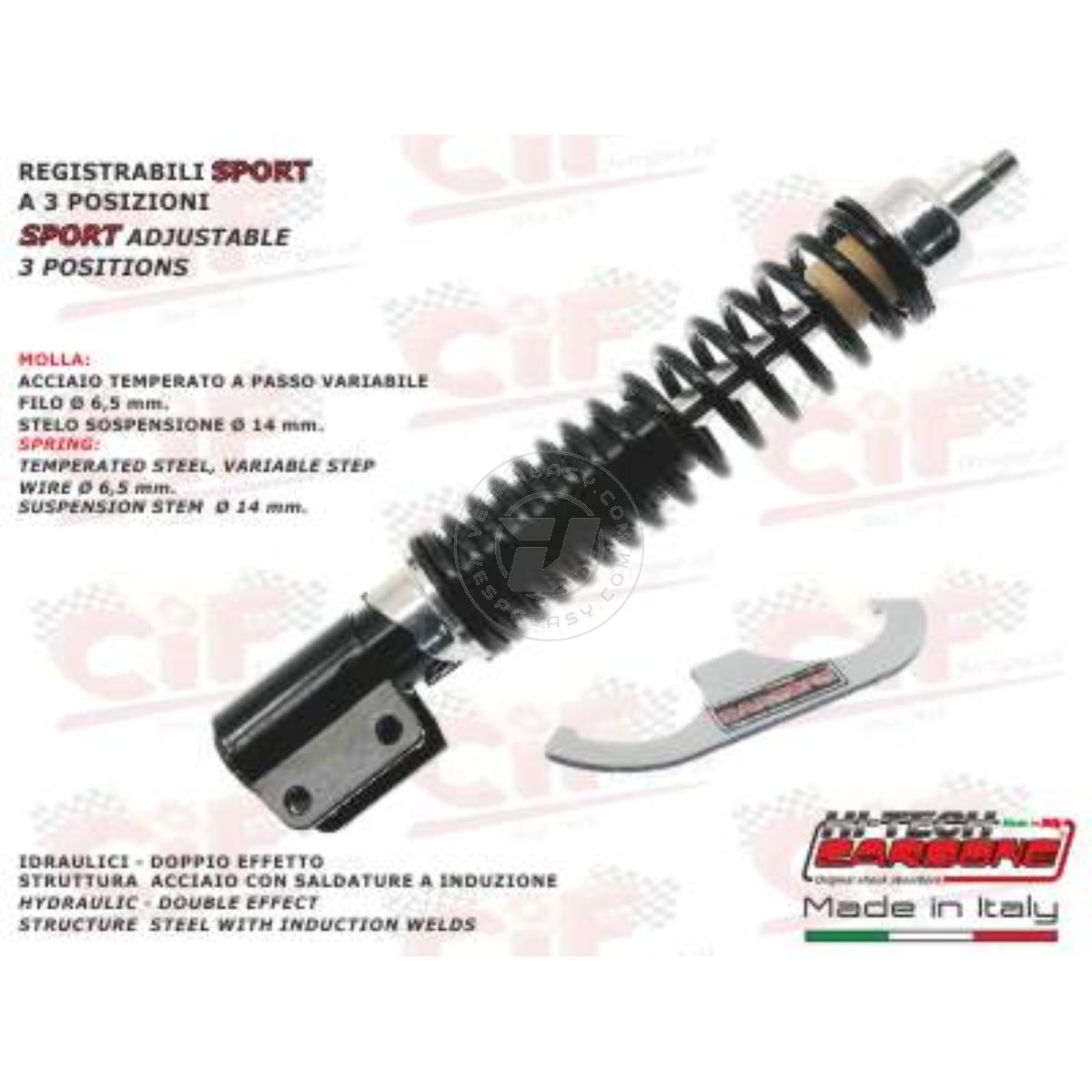 AMMORTIZZATORE ANTERIORE REGISTRABILE VERSIONE SPORT "NERO" VESPA PX PE T5