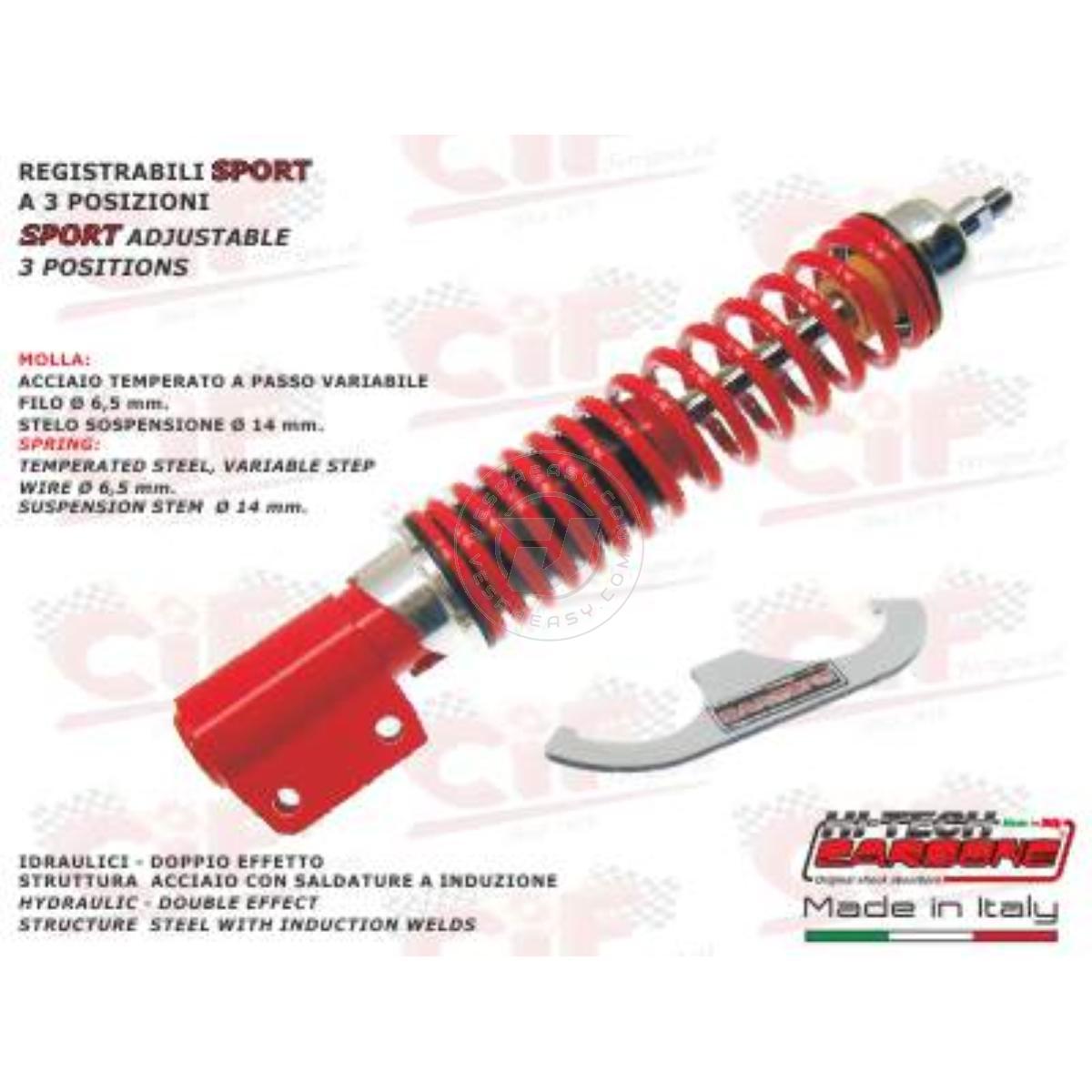 AMMORTIZZATORE ANTERIORE REGISTRABILE VERSIONE SPORT"TUTTO ROSSO" PX PE T5
