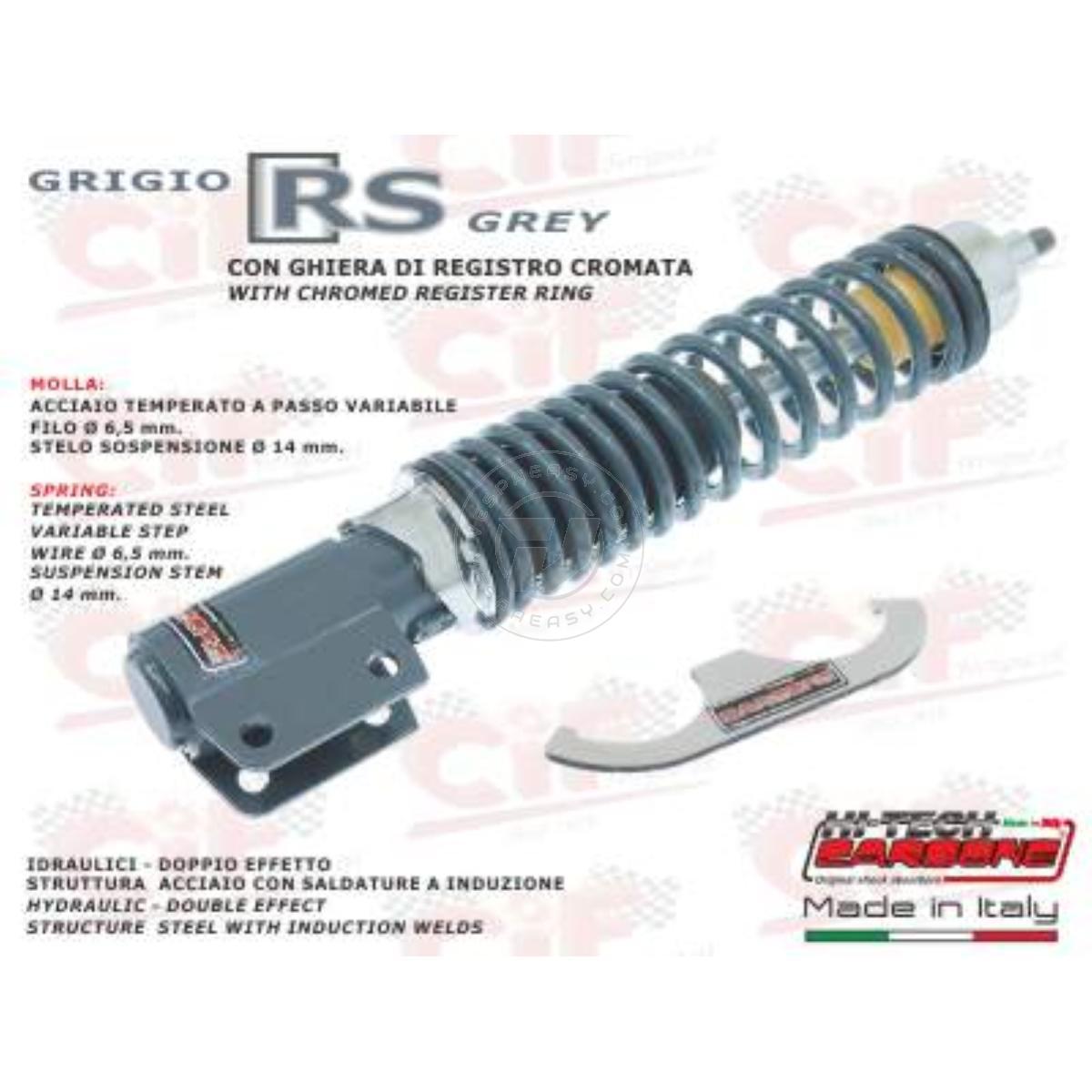 AMMORTIZZATORE ANTERIORE REGISTRABILE "GRIGIO RS" CON GHIERA DI REGISTRO CROMATA PX PE T5