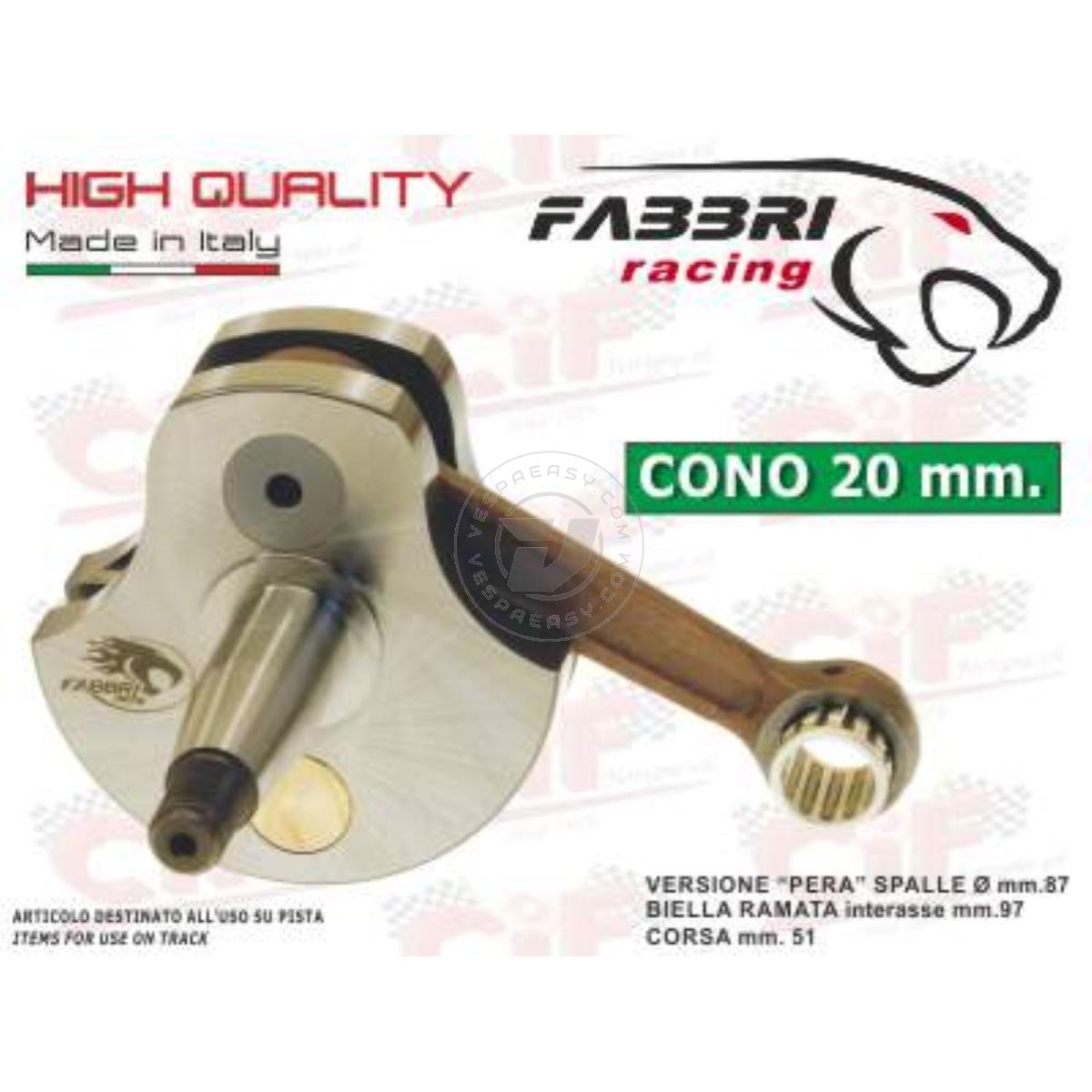 ALBERO MOTORE "FABBRI RACING" SMALL FRAME versione "PERA" SPALLE Ø mm. 87 - PIU’ POTENZA A MEDI E ALTI REGIMI
