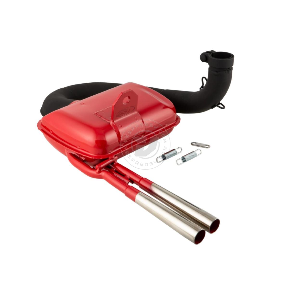 Marmitta SIP ROAD 3.0 per Vespa VNA-VNB-VBA-VBB-SUPER-GL-GT-GTR-SPRINT - rossa e doppio scarico cromato