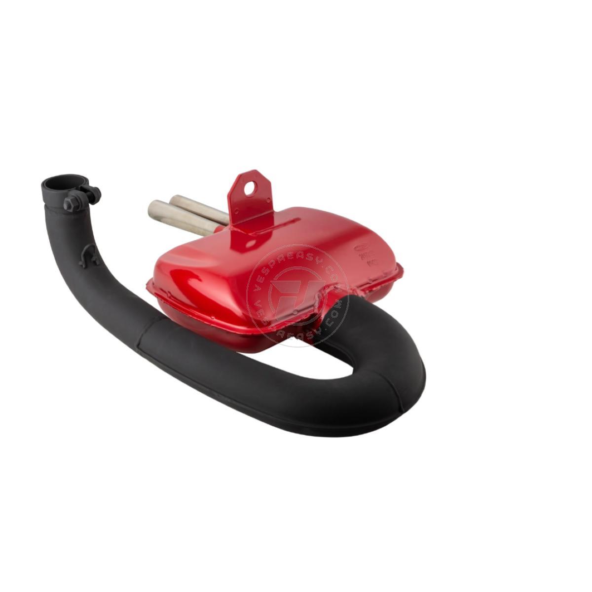 Marmitta SIP ROAD 3.0 per Vespa VNA-VNB-VBA-VBB-SUPER-GL-GT-GTR-SPRINT - rossa e doppio scarico cromato