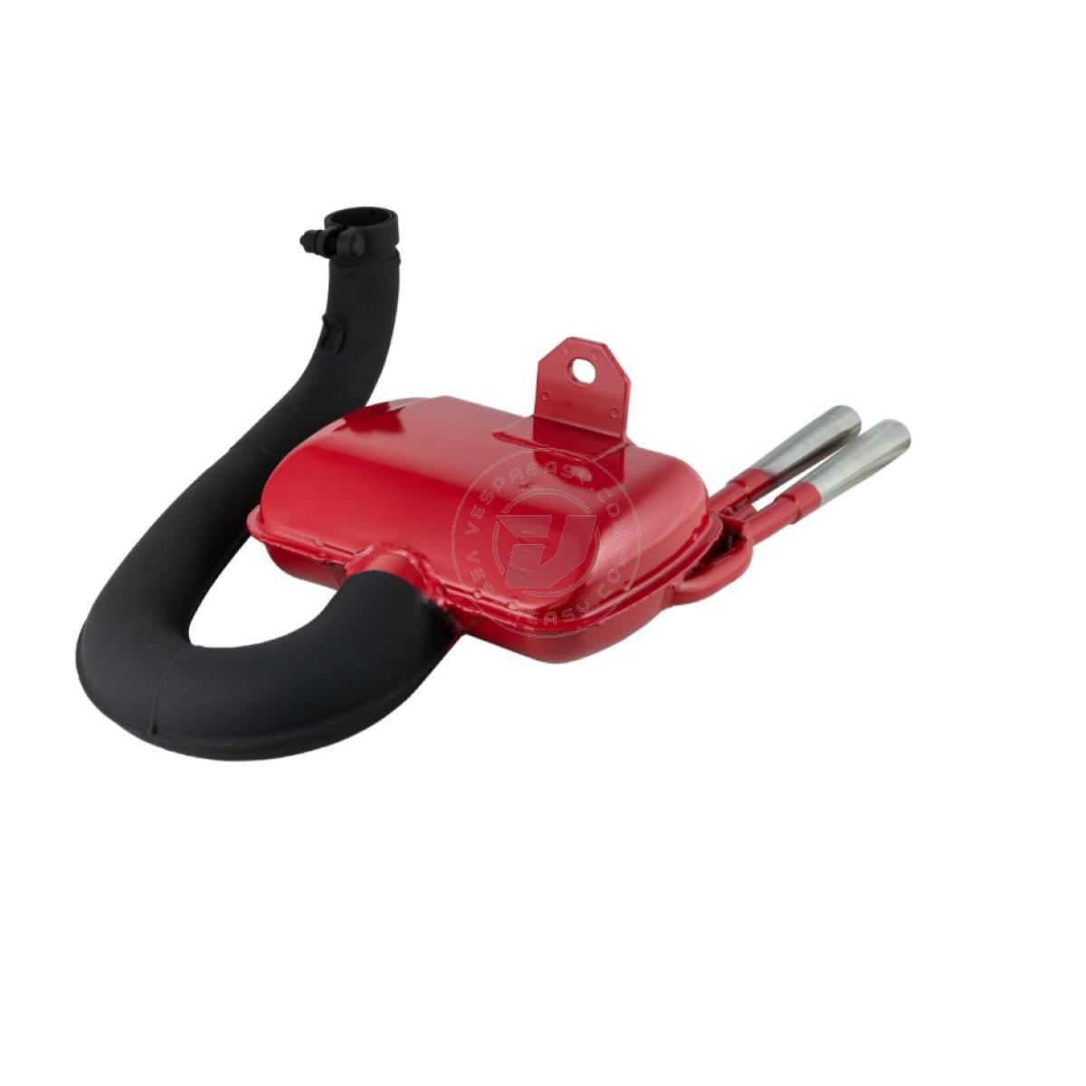 Marmitta SIP ROAD 3.0 per Vespa VNA-VNB-VBA-VBB-SUPER-GL-GT-GTR-SPRINT - rossa e doppio scarico cromato