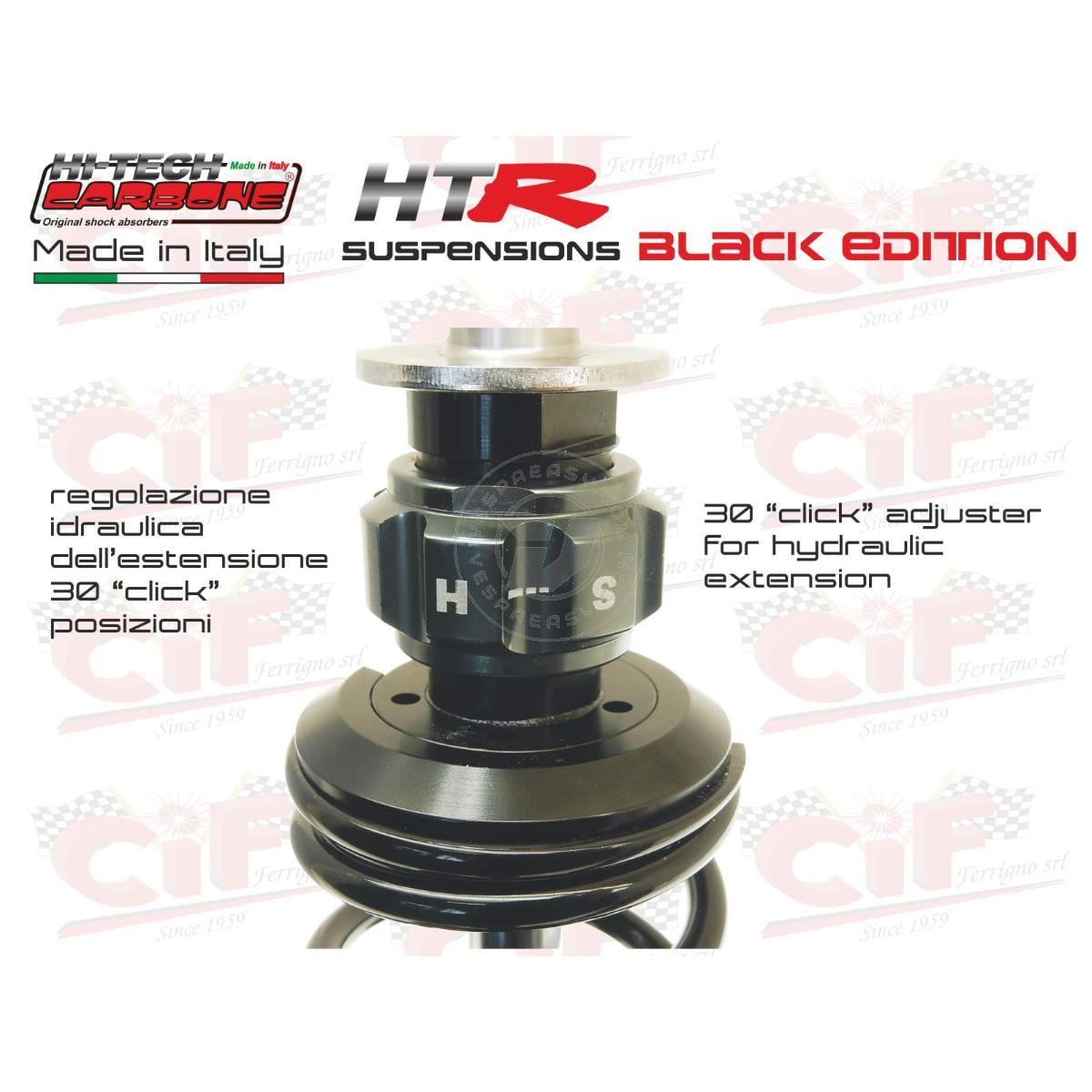 AMMORTIZZATORE POSTERIORE HITECH CARBONE "HTR" OLEOPNEUMATICO A GAS PLURIREGOLABILE - BLACK EDITION - CON PORTACHIAVI DI REGOLAZIONE - VESPA - prodotto servito in scatola
