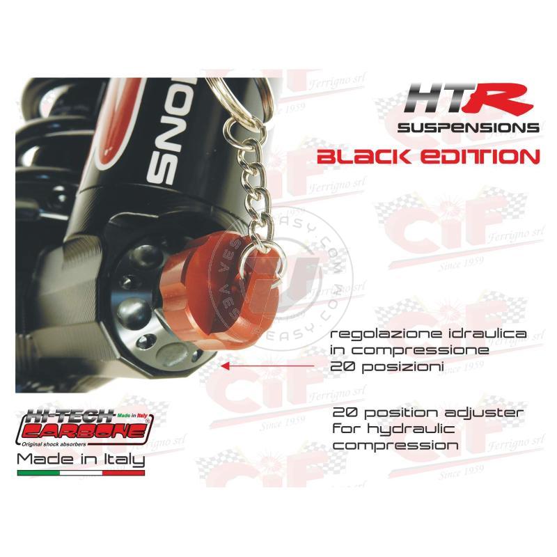 AMMORTIZZATORE POSTERIORE HITECH CARBONE "HTR" OLEOPNEUMATICO A GAS PLURIREGOLABILE - BLACK EDITION - CON PORTACHIAVI DI REGOLAZIONE - VESPA - prodotto servito in scatola