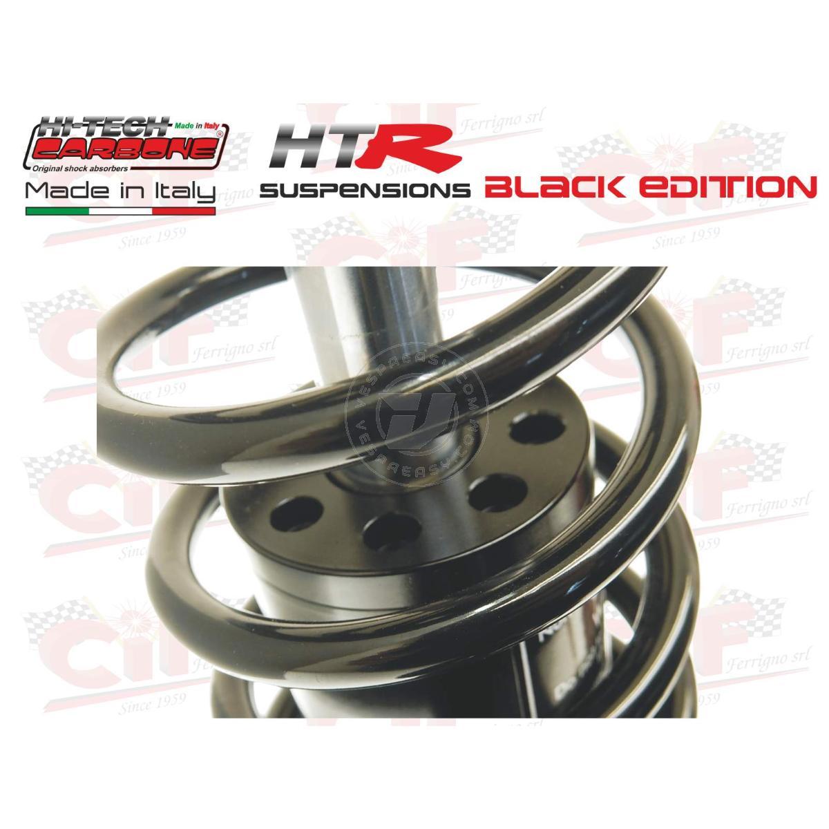 AMMORTIZZATORE POSTERIORE HITECH CARBONE "HTR" OLEOPNEUMATICO A GAS PLURIREGOLABILE - BLACK EDITION - CON PORTACHIAVI DI REGOLAZIONE - VESPA - prodotto servito in scatola