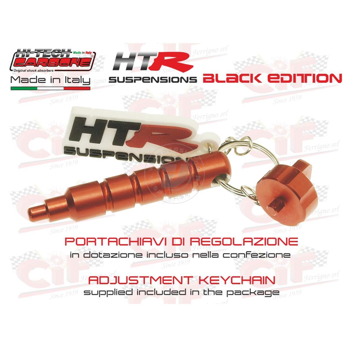 AMMORTIZZATORE POSTERIORE HITECH CARBONE "HTR" OLEOPNEUMATICO A GAS PLURIREGOLABILE - BLACK EDITION - CON PORTACHIAVI DI REGOLAZIONE - VESPA - prodotto servito in scatola